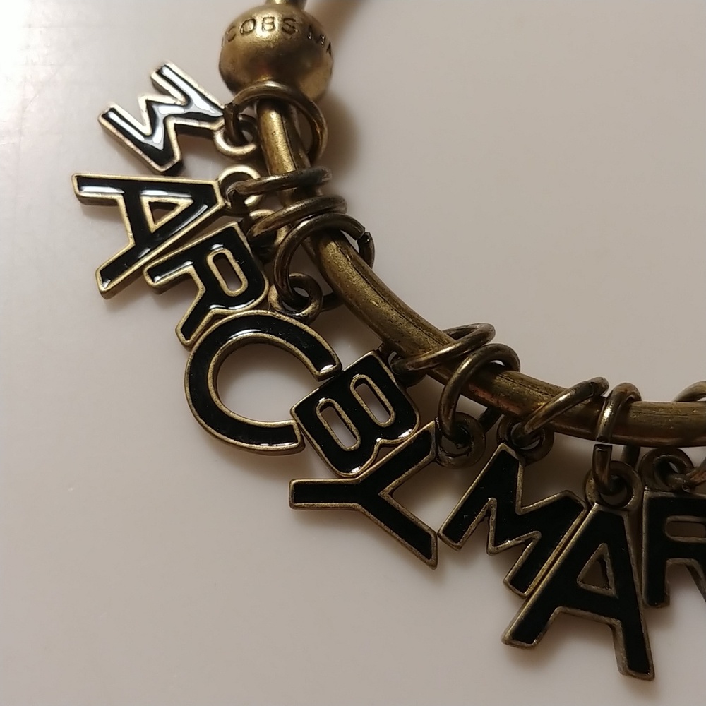 Marc Jacobs Black Brass Bangle Charm Bracelet - Picture 3 of 8